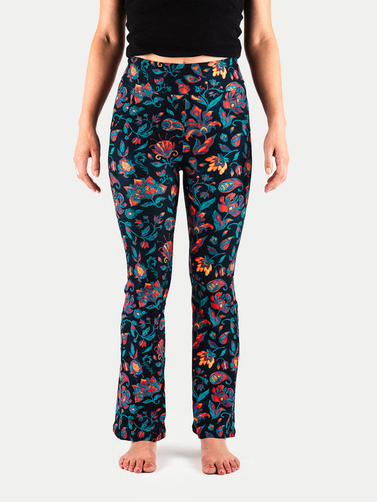 Festival Flared Printed Leggings | Navy Multi Floral-Image 1