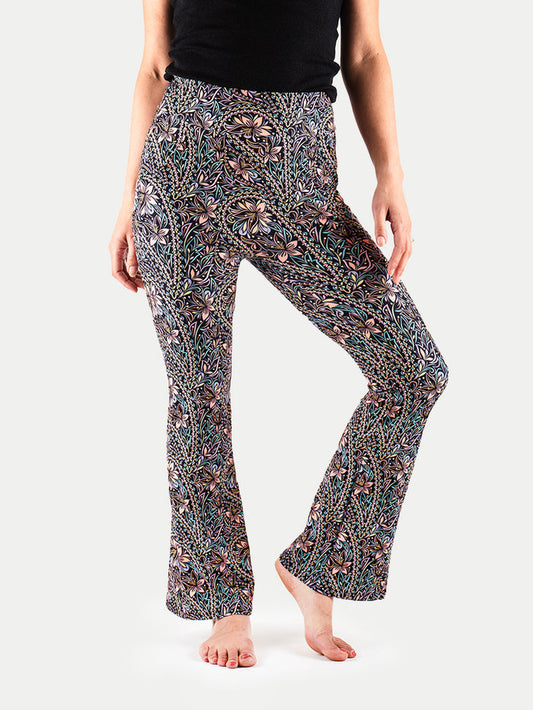 Festival Flared Printed Leggings | Multi Paisley-Image 1