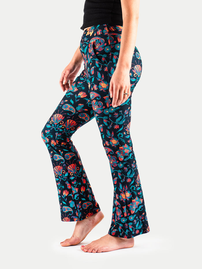 Festival Flared Printed Leggings | Navy Multi Floral-Image 2