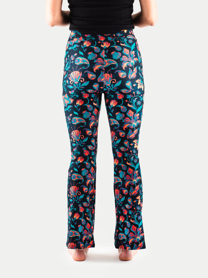 Festival Flared Printed Leggings | Navy Multi Floral-Image 3