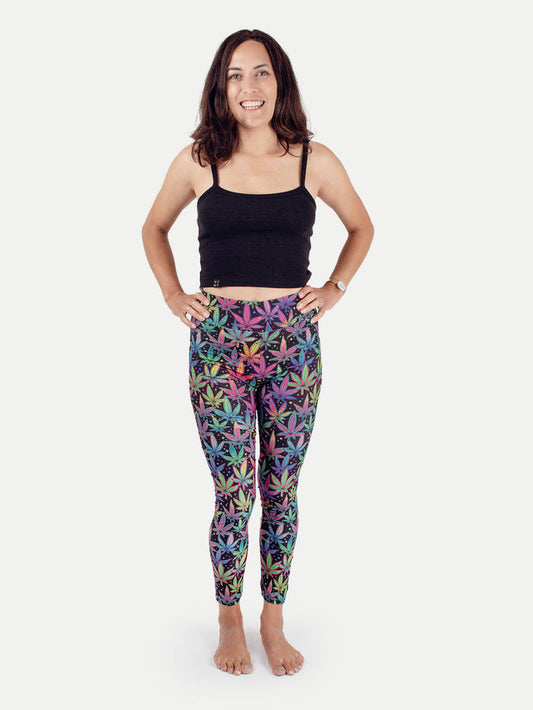 Festival Printed Leggings | Leaf Psychedelic-Image 1