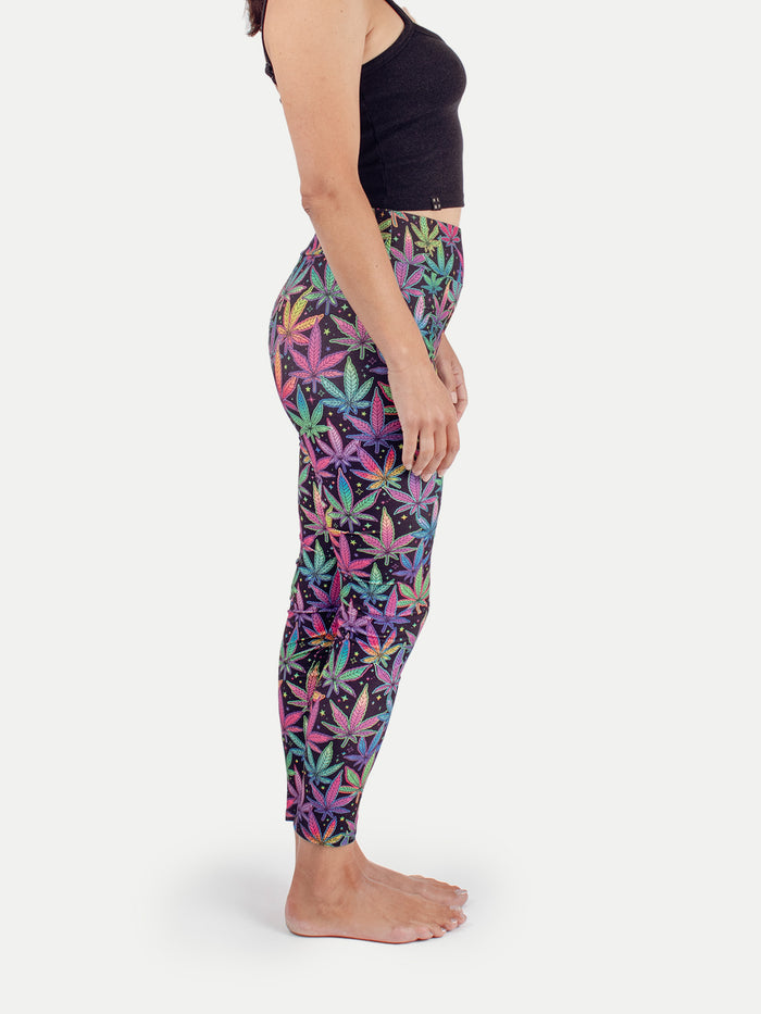 Festival Printed Leggings | Leaf Psychedelic-Image 2
