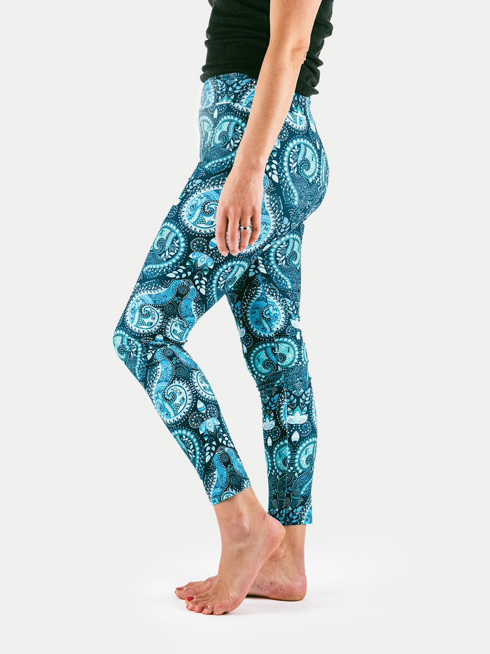 Festival Printed Leggings | Blue Paisley-Image 2