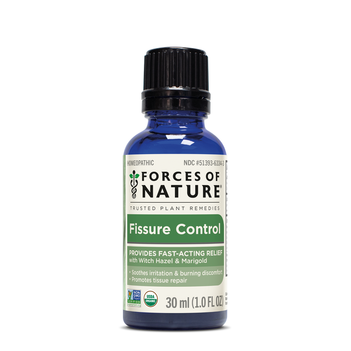 Front view of Fissure Control 30 ml bottle showcasing green label and black cap with white background