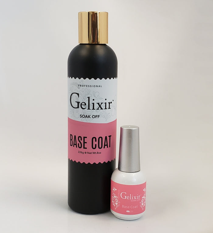 GELIXIR - LED/UV Soak Off Gel - Bundle Base Coat - Refill Size 8oz + 0.5oz
