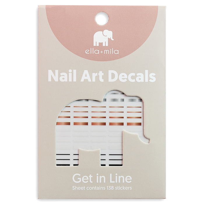 Get in Line stripe nail art decals in packaging – ella+mila