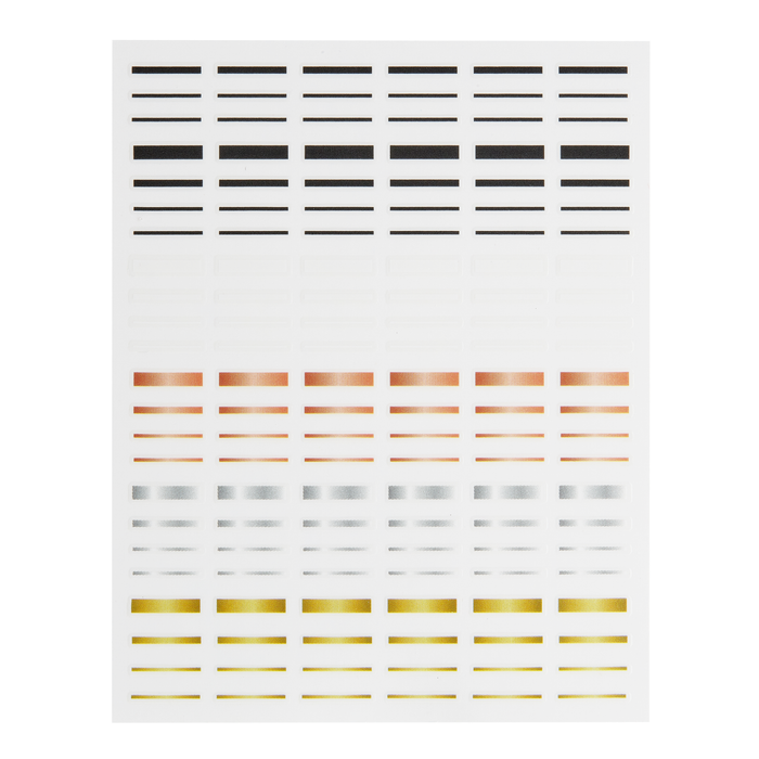 Get in Line decal sheet: thin lines in black, silver, copper, white and gold