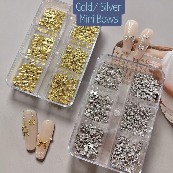Gold/ Silver Mini Bows for Nail Design