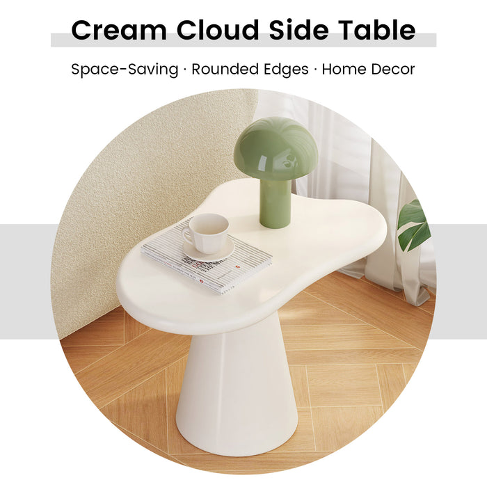 Guyii Cloud Coffee Table Modern Cream White End Table, Small Sofa Table