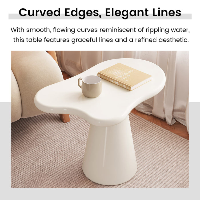 Guyii Cloud Coffee Table Modern Cream White End Table, Small Sofa Table