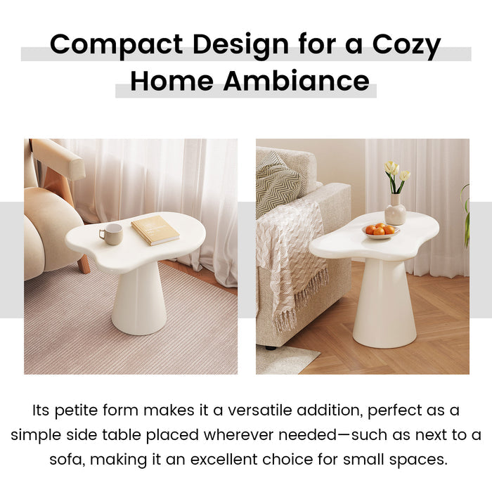 Guyii Cloud Coffee Table Modern Cream White End Table, Small Sofa Table