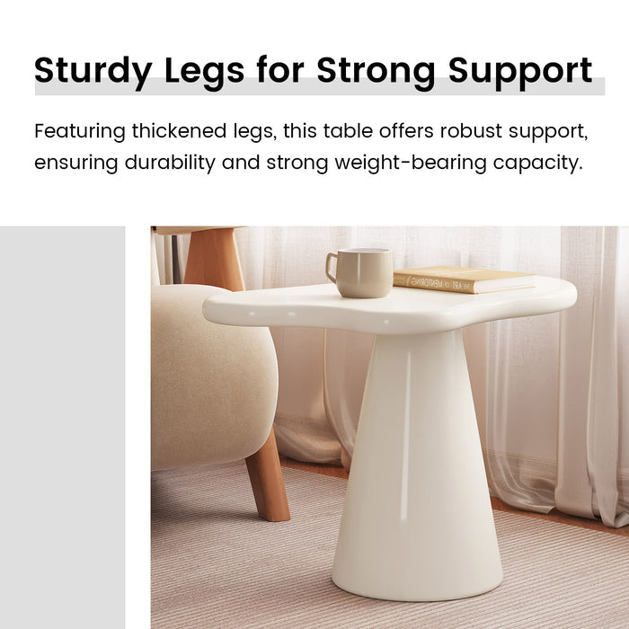 Guyii Cloud Coffee Table Modern Cream White End Table, Small Sofa Table