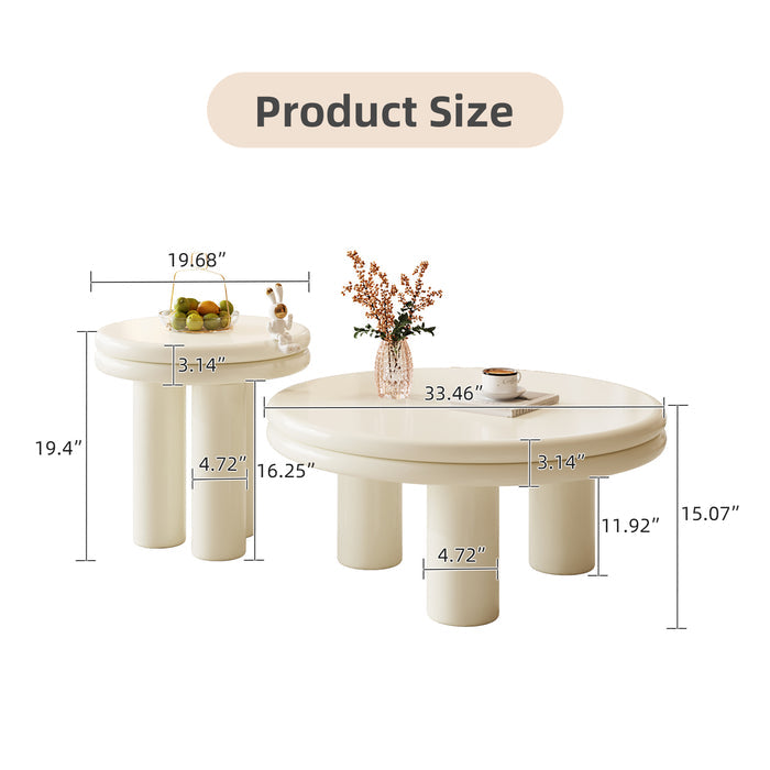 Guyii Modern Nesting Coffee Table, Round Coffee Table Set
