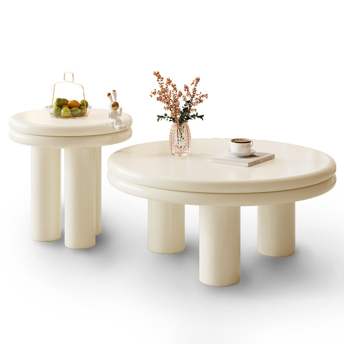 Guyii Modern Nesting Coffee Table, Round Coffee Table Set