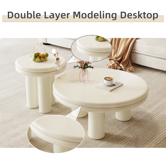 Guyii Modern Nesting Coffee Table, Round Coffee Table Set