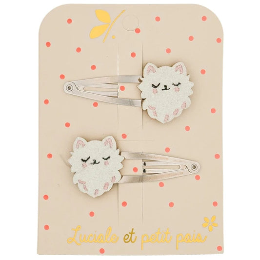 Luciole Et Petit Pois - Hair Clips - Persian Cat - Set Of 2