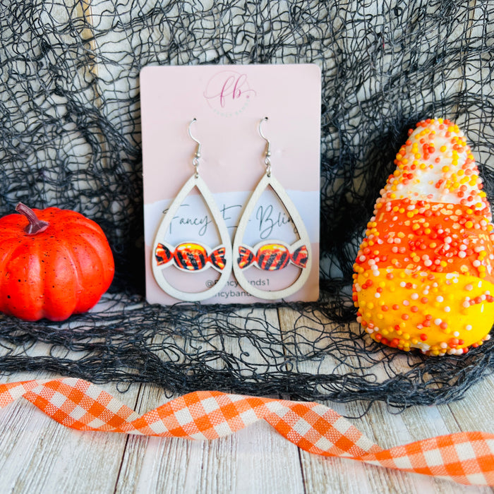 Halloween Candy Wooden Drop Ear Bling