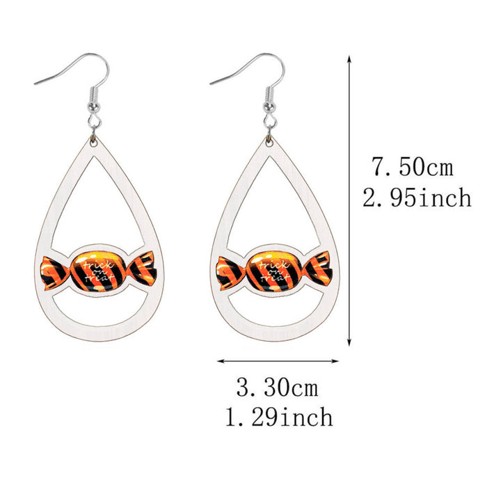Halloween Candy Wooden Drop Ear Bling