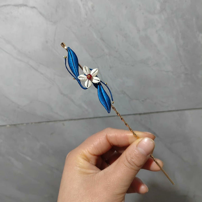 Handmade Chanhua Thread-Wrapped Bright Moon Hairpin - Artistic Floral Hairpin