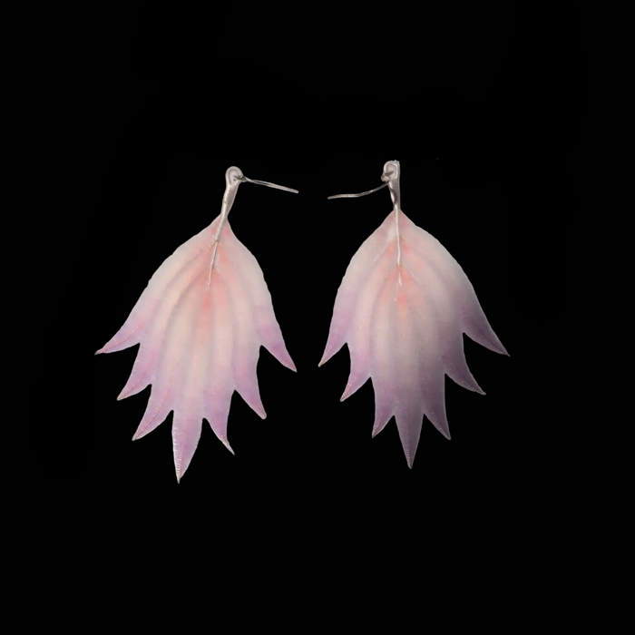 Handmade Ronghua Velvet Feather Earrings | Light Pink Mulberry Silk Drop Earrings