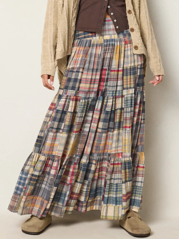 Hanna Convertible Maxi Skirt - Greenfield Patches Multi-view 1