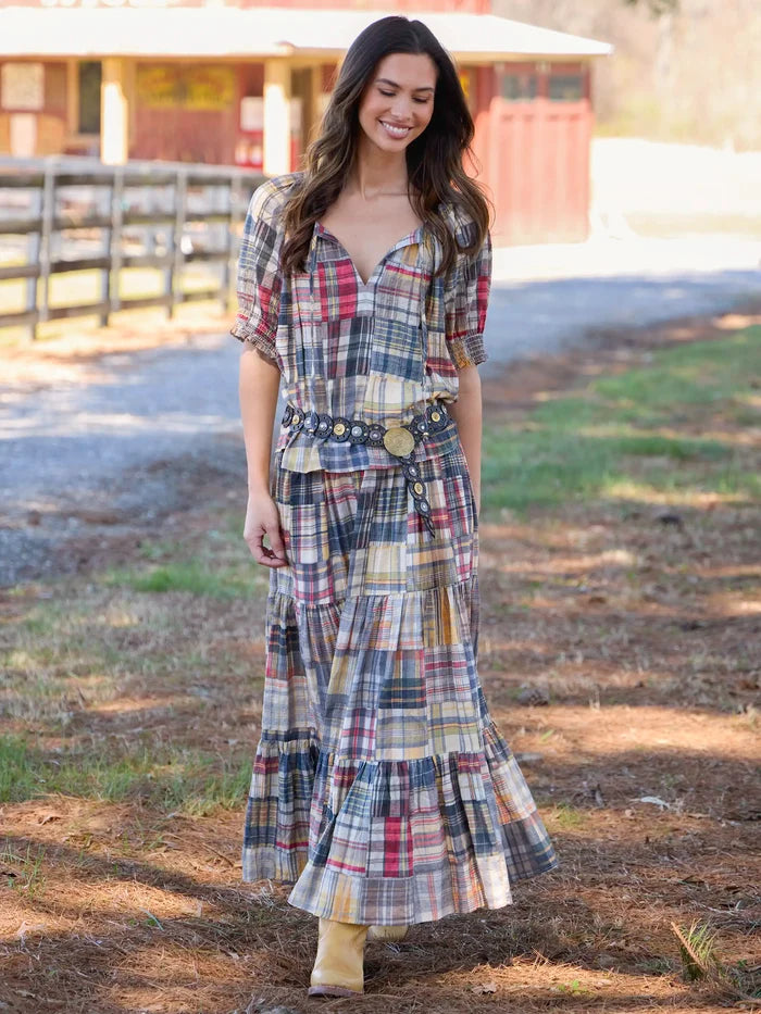 Hanna Convertible Maxi Skirt - Greenfield Patches Multi-view 4