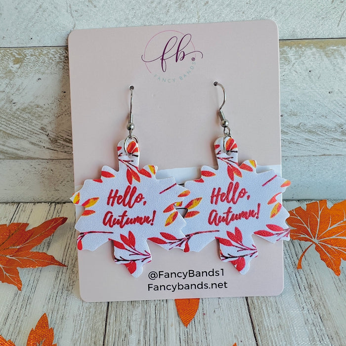Hello Autumn Shaped Faux Leather Drop Ear Bling