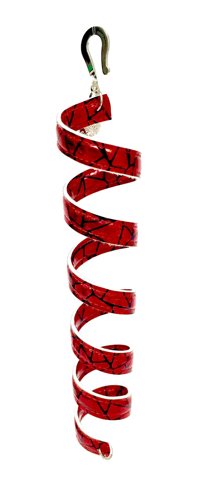 Holographic Red Ponytail Wrap - Faux Leather Hair Twister front view