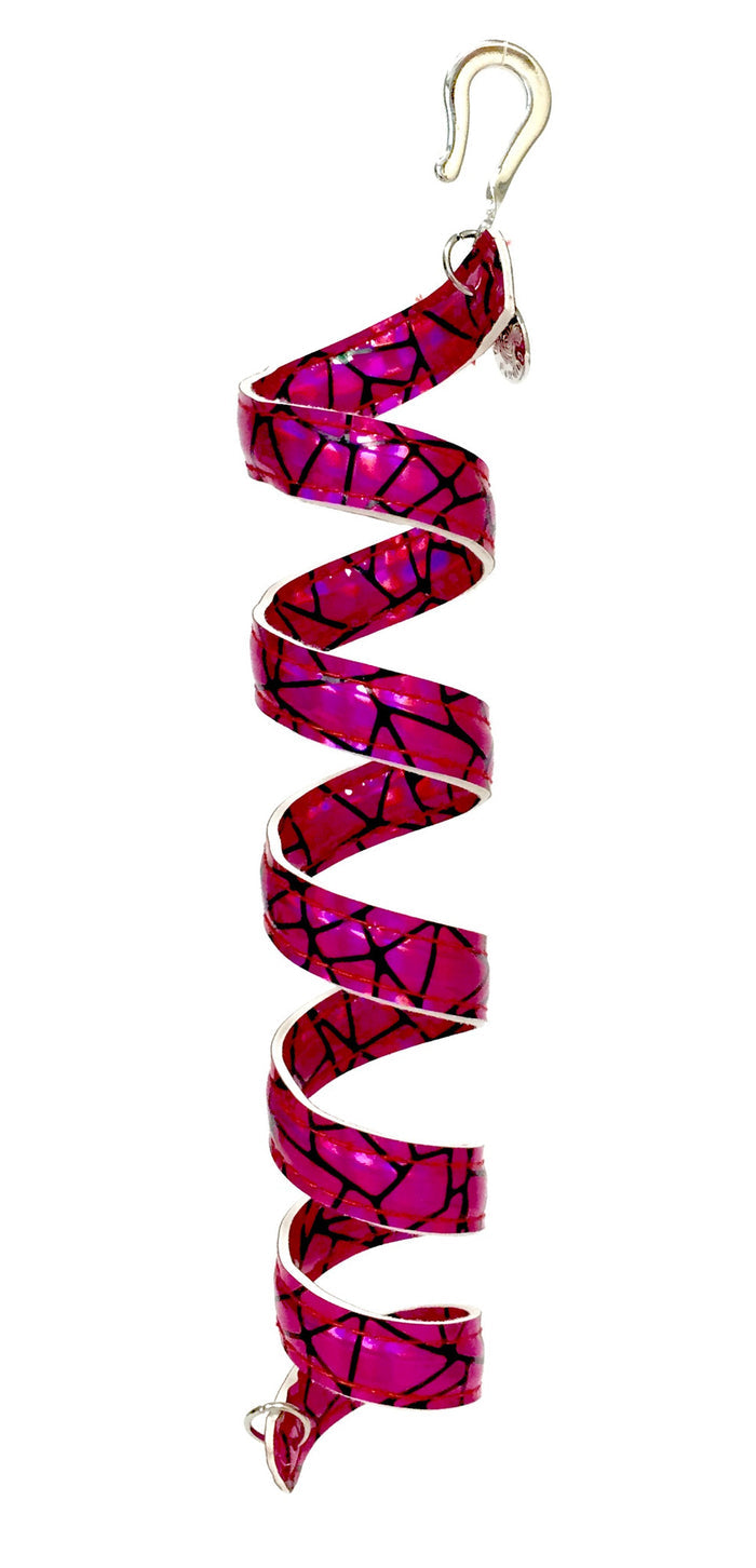 Hot Pink Holographic Ponytail Wrap - Faux Leather Hair Twister front view