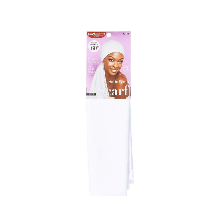#Hq133 [White] Silky Satin Wrap Scarf 60"X16"