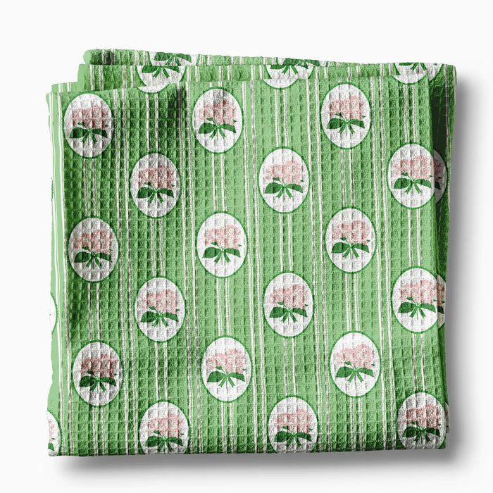 Hydrangea Flower Chinoiserie Kitchen Towel Preppy Spring