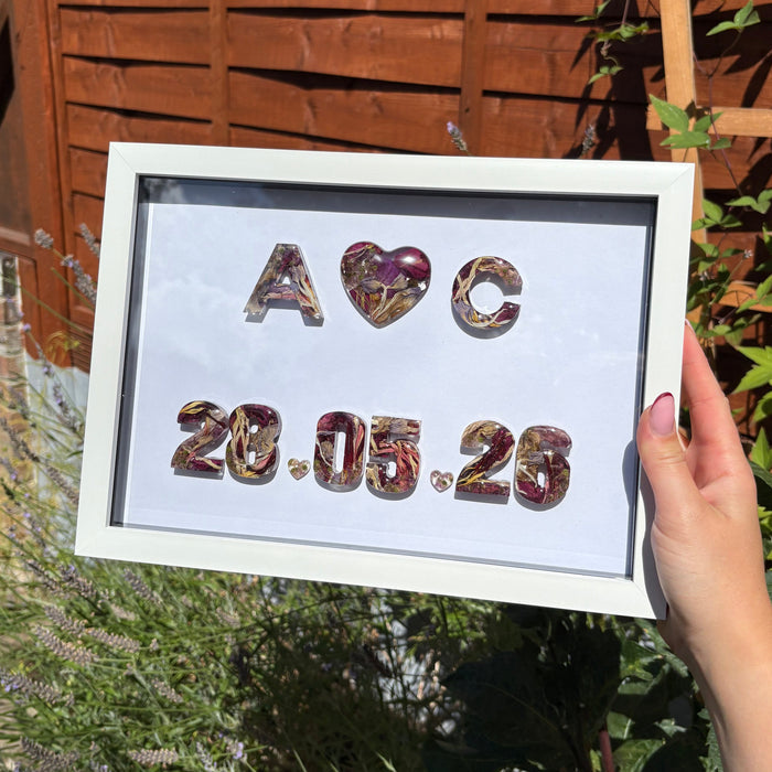 Initial Anniversary Date Frame - White A4 'Heart'