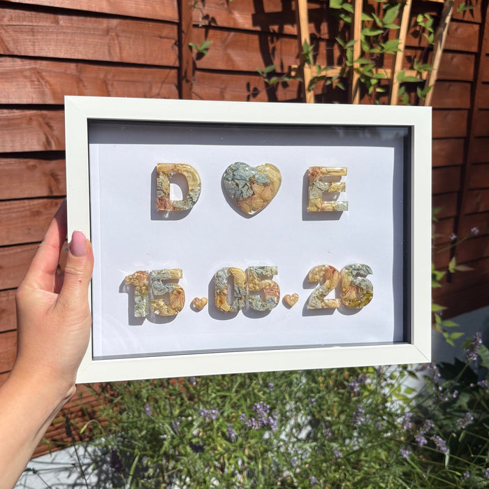 Initial Anniversary Date Frame - White A4 'Heart'