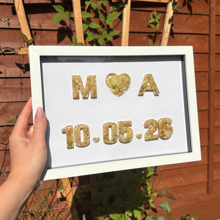 Initial Anniversary Date Frame - White A4 'Heart'