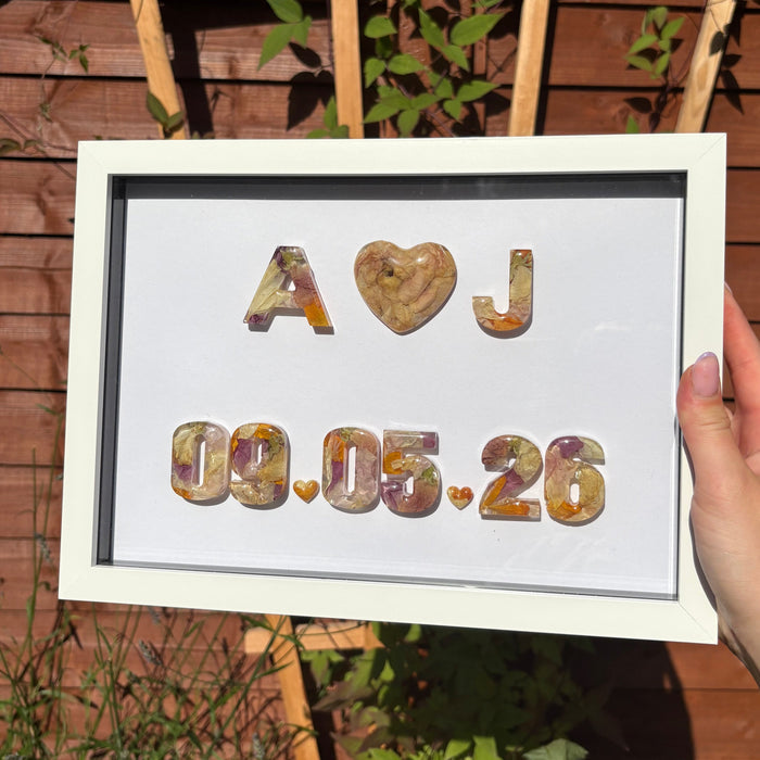 Initial Anniversary Date Frame - White A4 'Heart'