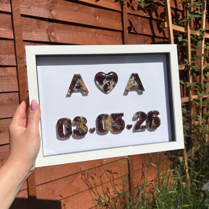 Initial Anniversary Date Frame - White A4 'Heart'