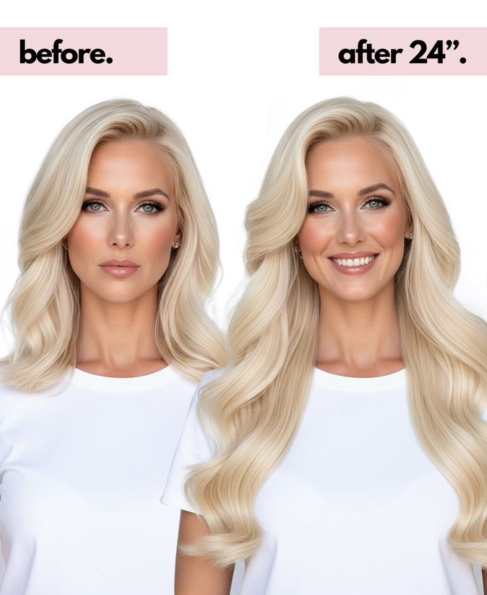 invisible clip-in hair extensions icy blonde.