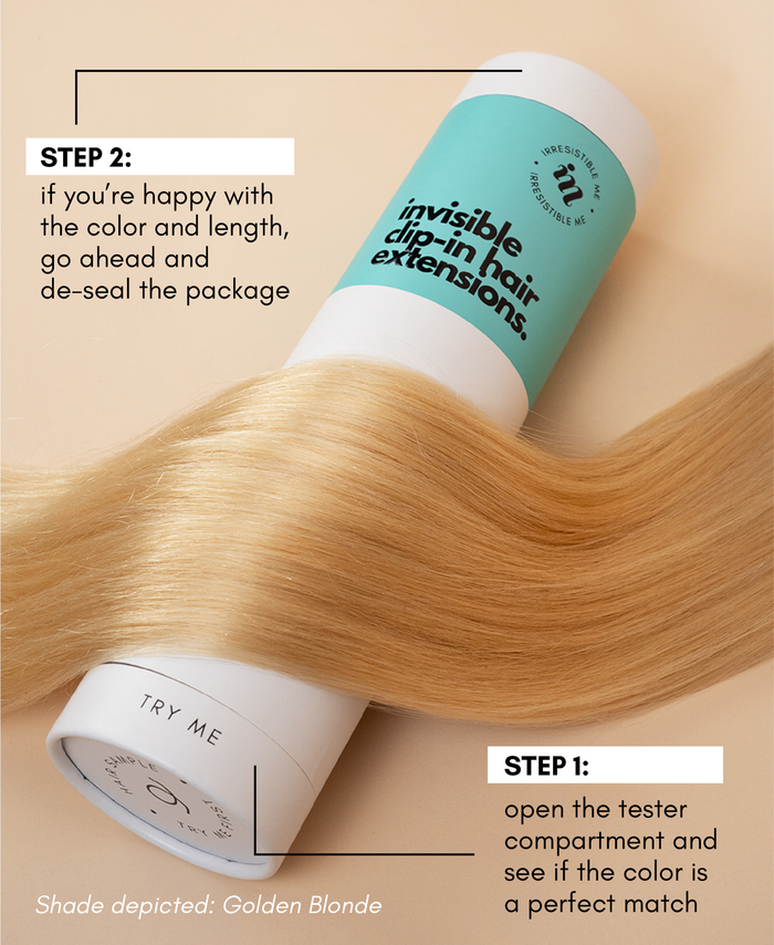 invisible clip-in hair extensions shadow root white blonde.