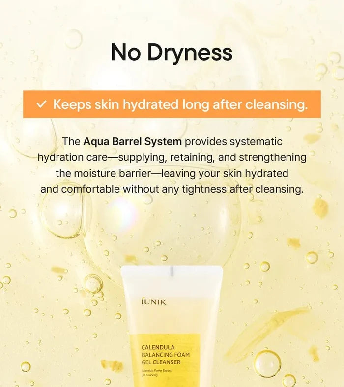 IUNIK Calendula Balancing Foam Gel Cleanser 150ml منظف جل رغوي متوازن من آيونيك كاليندولا - Princess Cosmetics Qatar