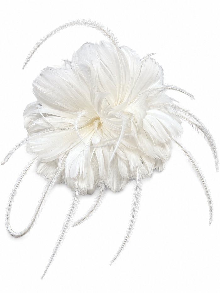 Ivory Feather Slide Hair Clip Fascinator