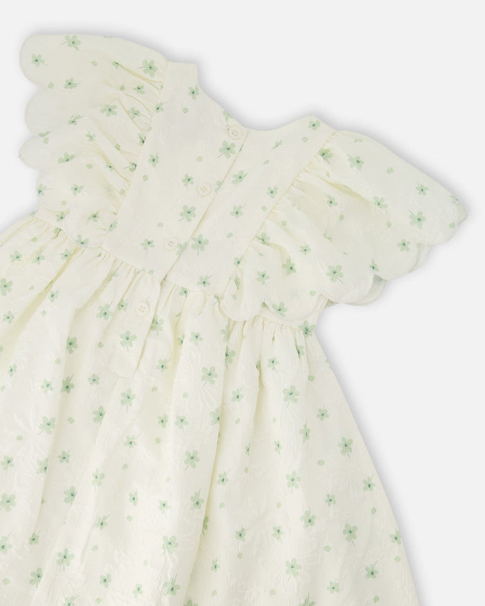 Jacquard Dress White Printed Flowers-3