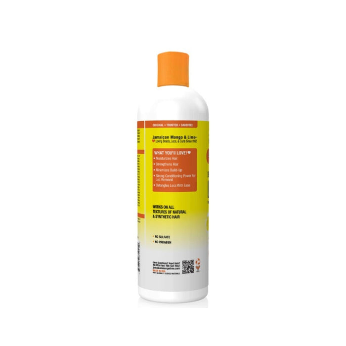 Jamaican Mango and Lime bottle loc detangler for natural hair with orange cap and yellow label