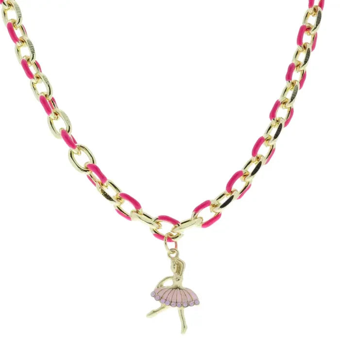 Jane Marie Pink Chain Ballerina Necklace