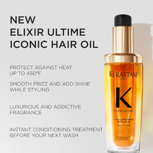 Kerastase Elixir Ultime Original Refillable Hair Oil & Refill 75ml Set - Beauty Tribe
