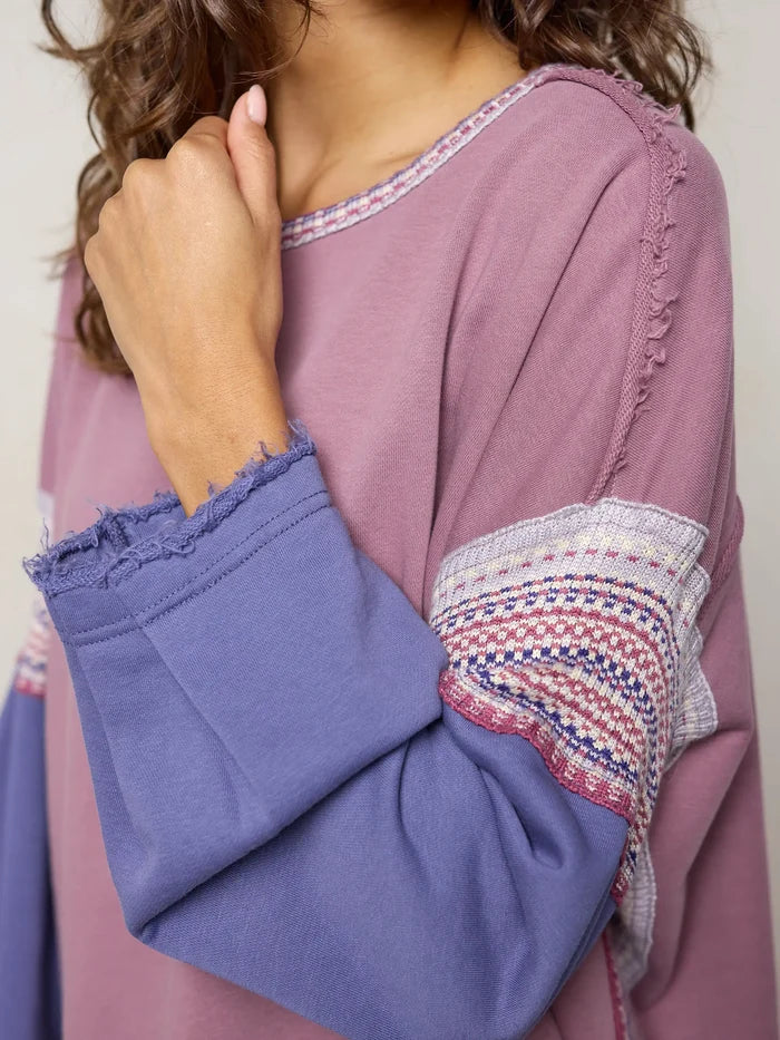 Knit Trim Sweatshirt - Lavender-view 2