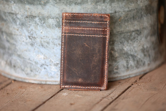 Leather CC Wallet with Money Magnet