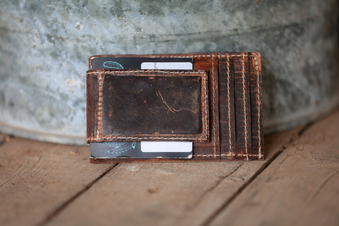 Leather CC Wallet with Money Magnet