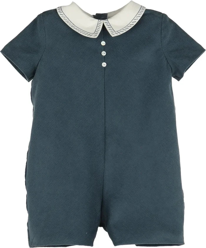 Luli & Me Cozy Corduroy Boy Romper-Blue