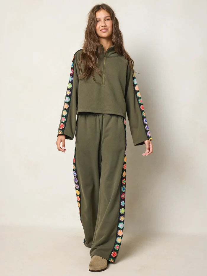 Lyvie Trim Sweatpants - Olive-view 1