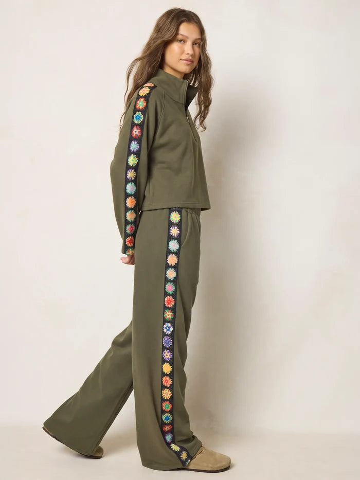 Lyvie Trim Sweatpants - Olive-view 4